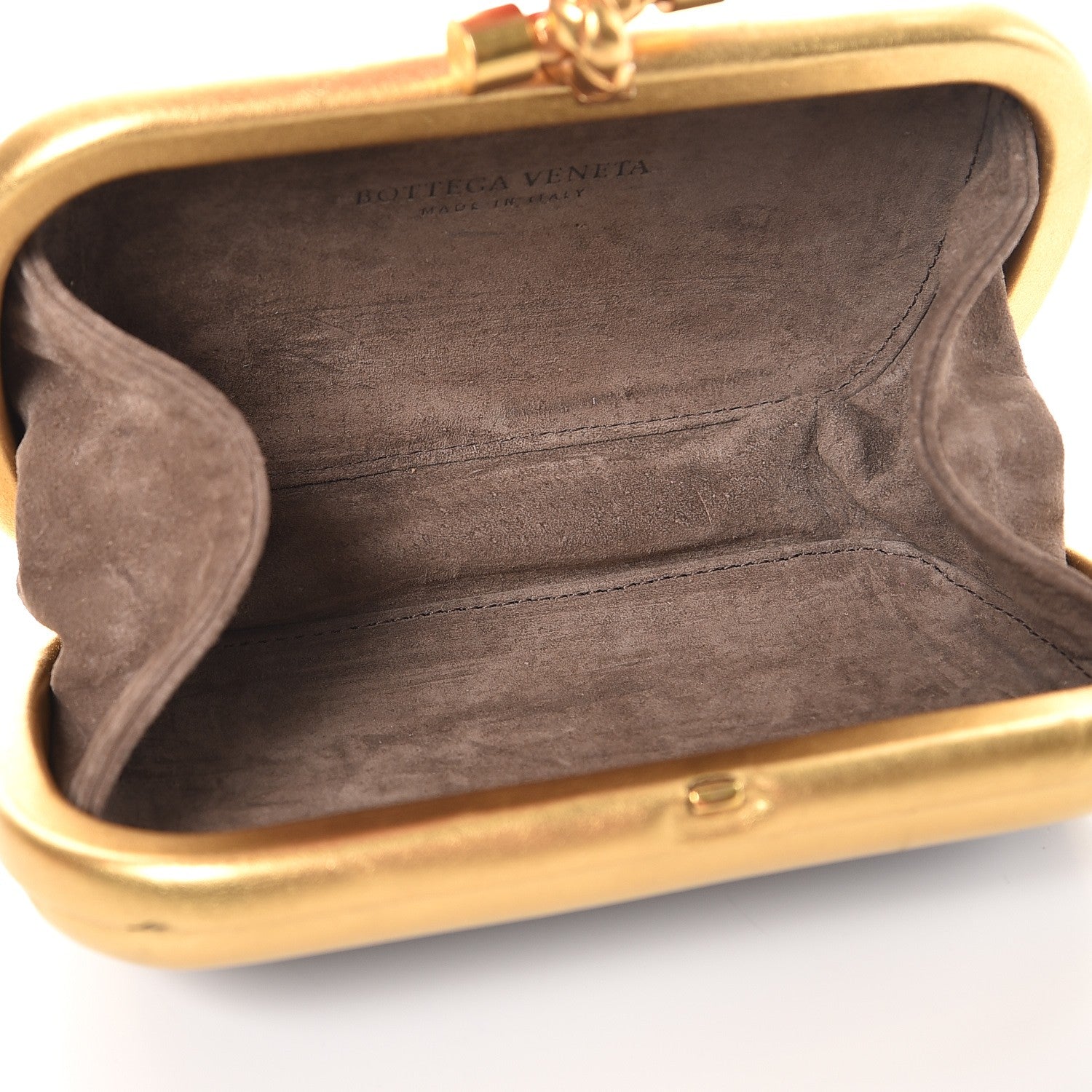 Bottega Veneta Gilded Waxed Leather Knot Clutch Gold Black 6 of 9