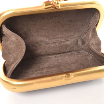 Bottega Veneta Gilded Waxed Leather Knot Clutch Gold Black 6 of 9