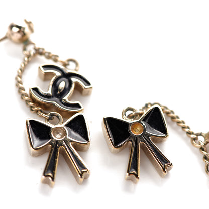 Chanel Enamel CC Bow Earrings Gold Black 4 of 4