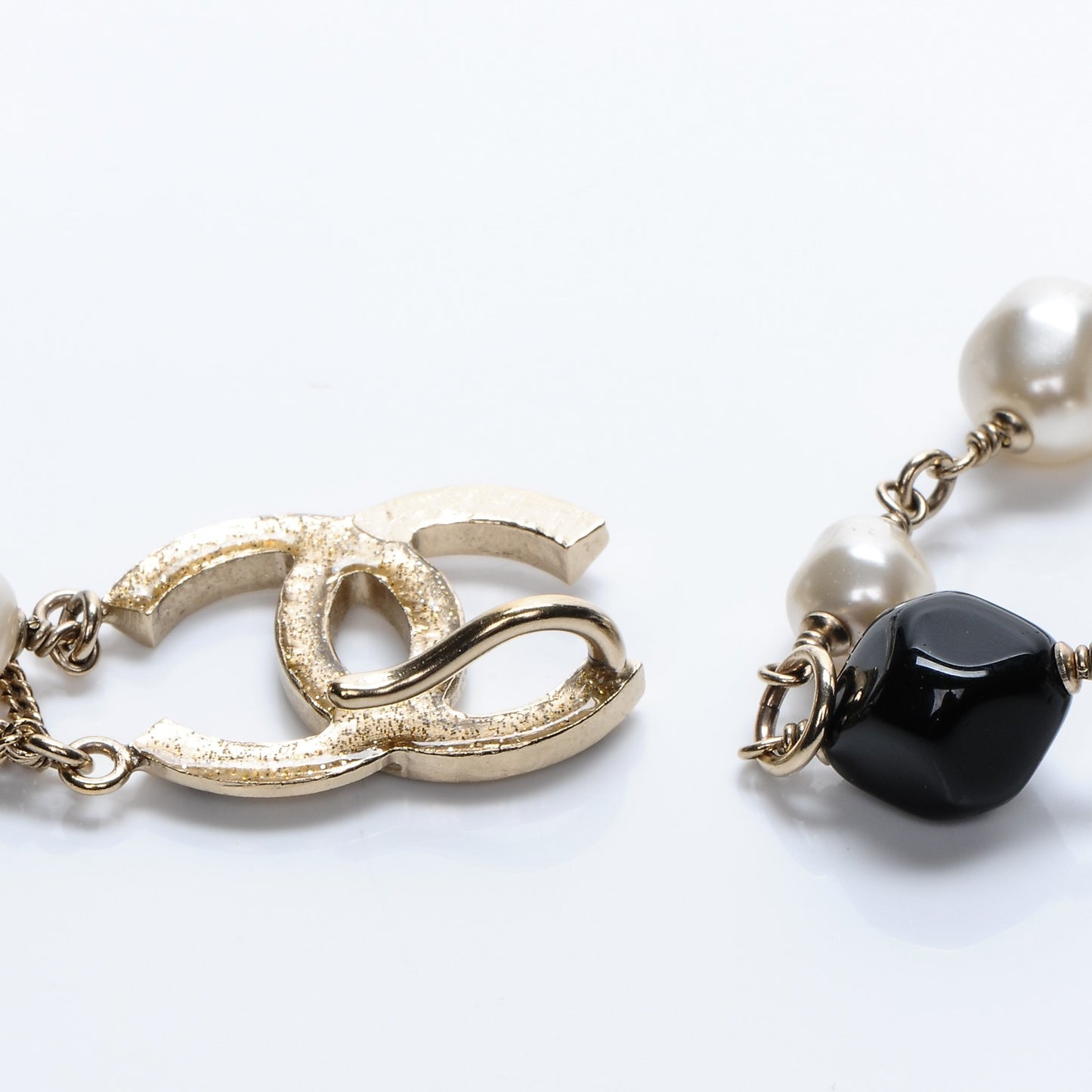 Pearl Beaded Crystal CC Chain Belt Light Gold