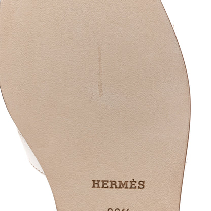 Hermes Box Calfskin Oran Sandals 36.5 White 10 of 11