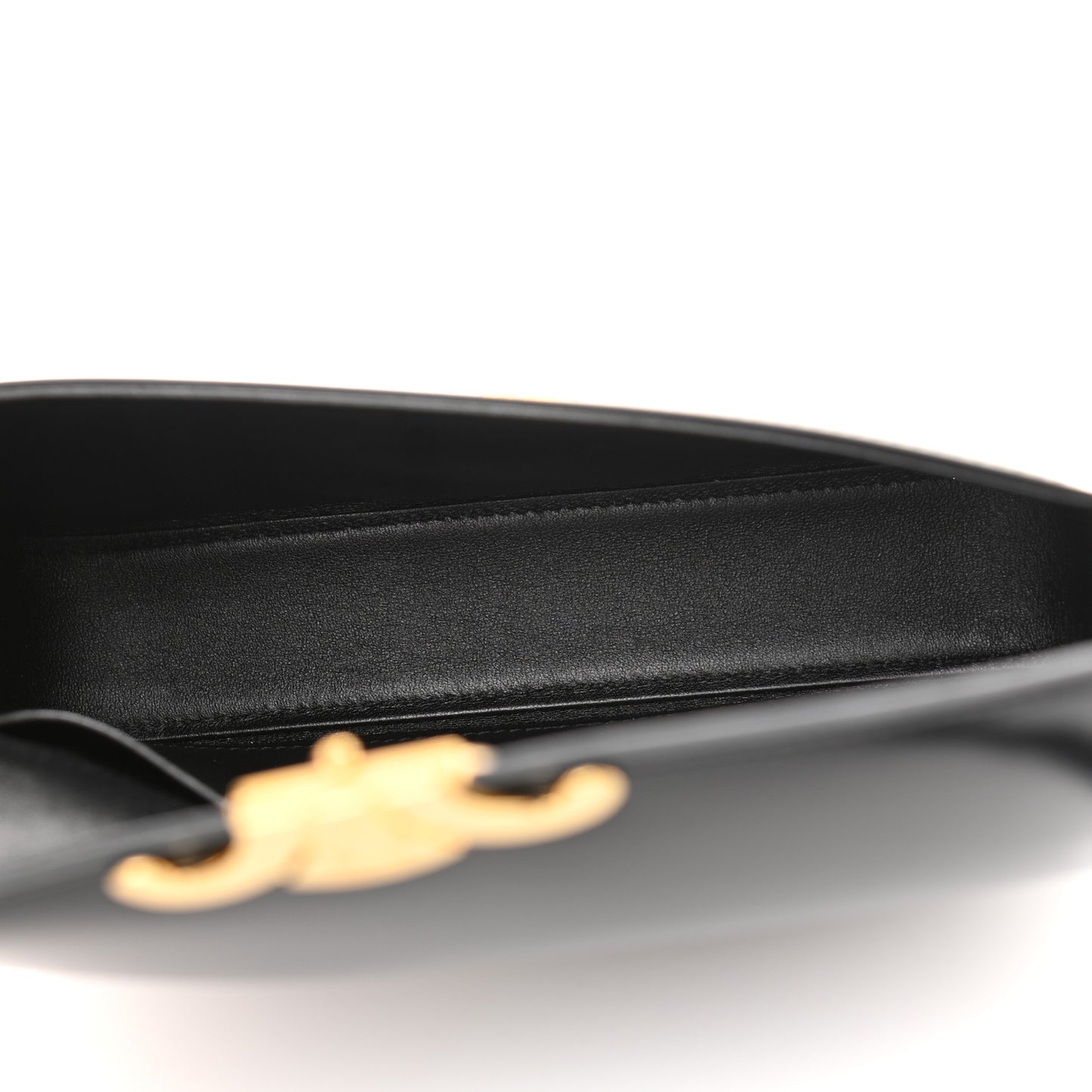 Shiny Calfskin Triomphe Shoulder Bag Black