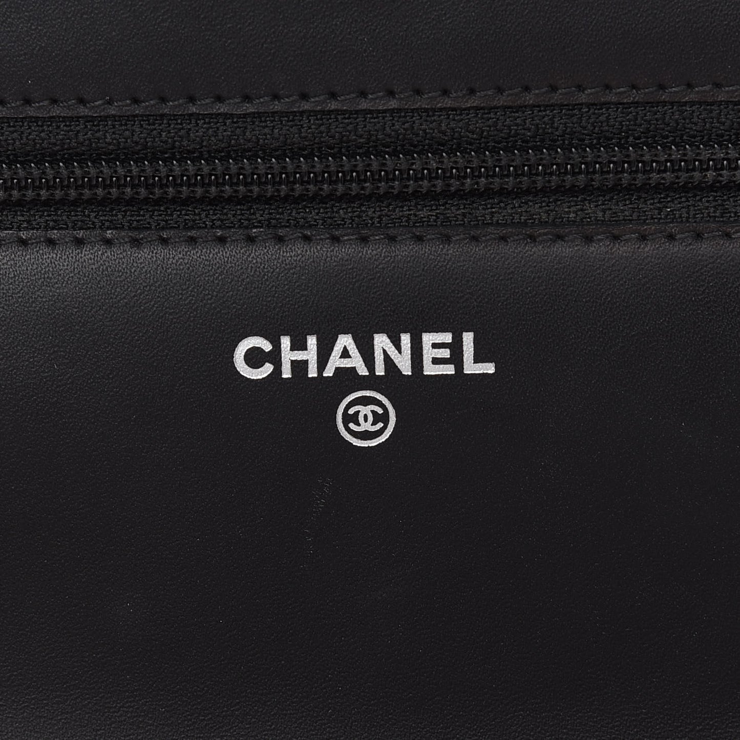 Calfskin Quilted Cambon Wallet On Chain WOC Black