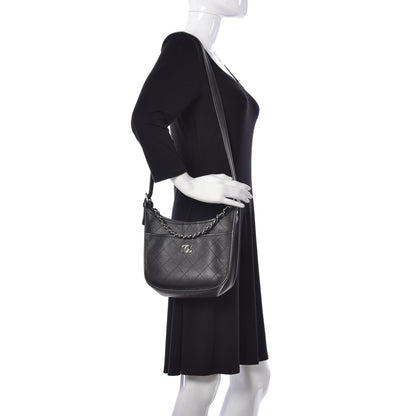 Chanel Calfskin Quilted Jungle Stroll Hobo Bag Black 2 of 16