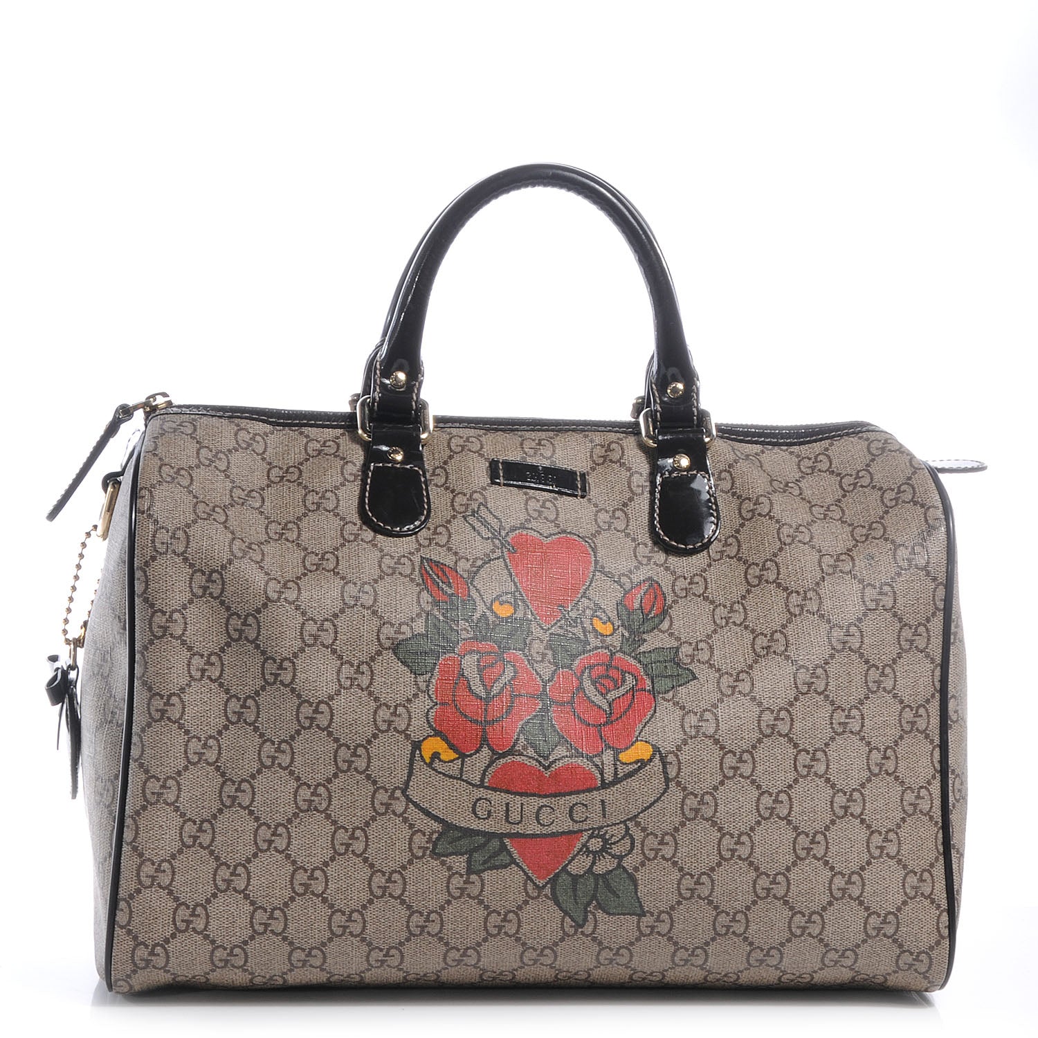 Gucci GG Plus Monogram Tattoo Heart Medium Joy Boston Dark Brown 1 of 10