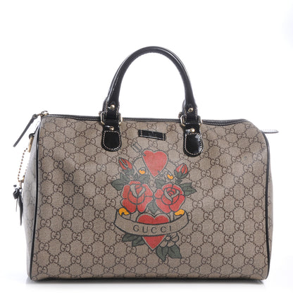 Gucci GG Plus Monogram Tattoo Heart Medium Joy Boston Dark Brown 1 of 10