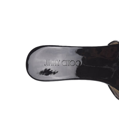 Jimmy Choo Patent Calfskin Perfume Cork Wedge Sandals 38 Black 7 of 11