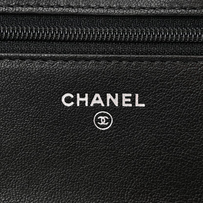 Chanel Sheepskin Chevron Reissue Wallet On Chain WOC So Black 6 of 13