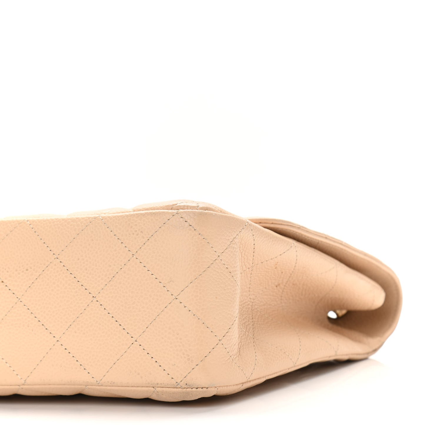 Caviar Quilted Jumbo Single Flap Beige
