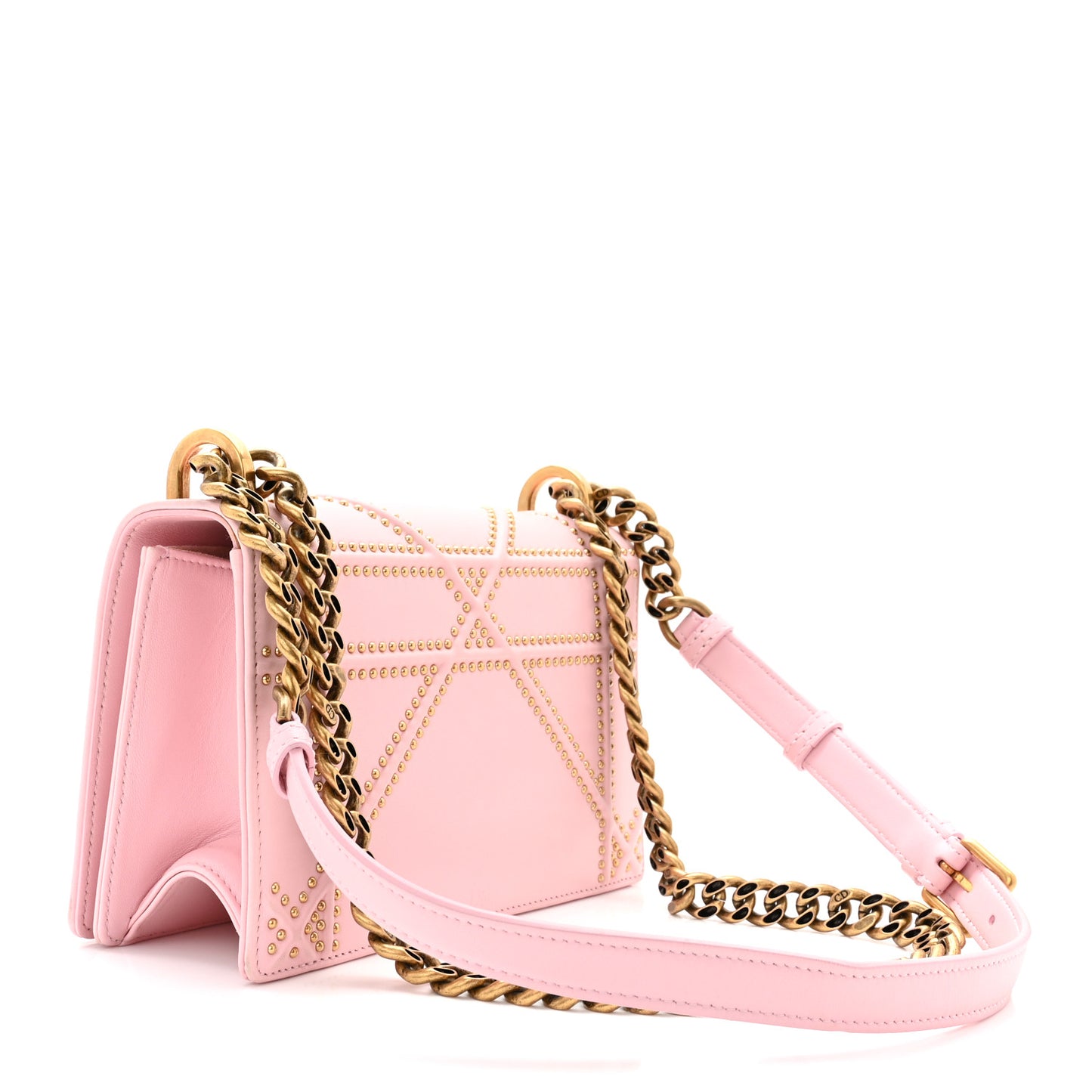 Lambskin Studded Small Diorama Flap Bag Baby Pink