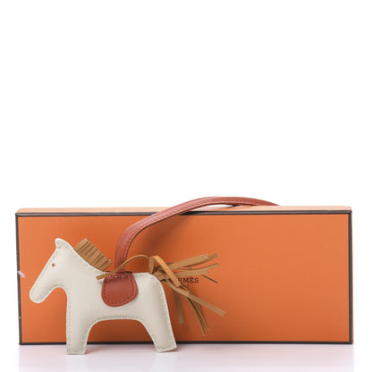 Hermes Milo Lambskin Grigri Rodeo Horse Bag Charm PM Craie Sesame Cornaline 5 of 5