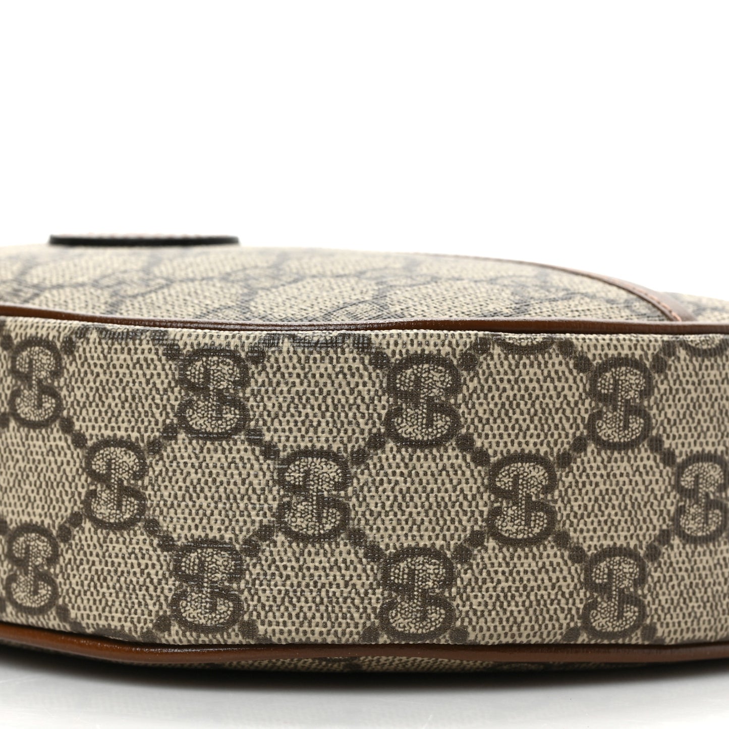 GG Supreme Monogram Azalea Calfskin Mini Retro Interlocking G Half Moon Bag Beige Ebony Brown Sugar
