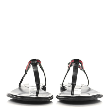 Gucci Nappa Web Wimbledon Thong Sandals 37 Black 3 of 8