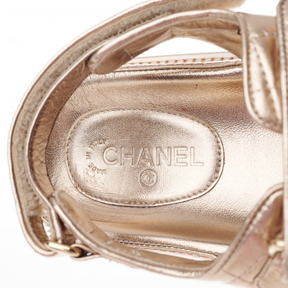 Chanel Iridescent Lambskin Quilted Velcro Dad Sandals 38 Light Bronze 7 of 9