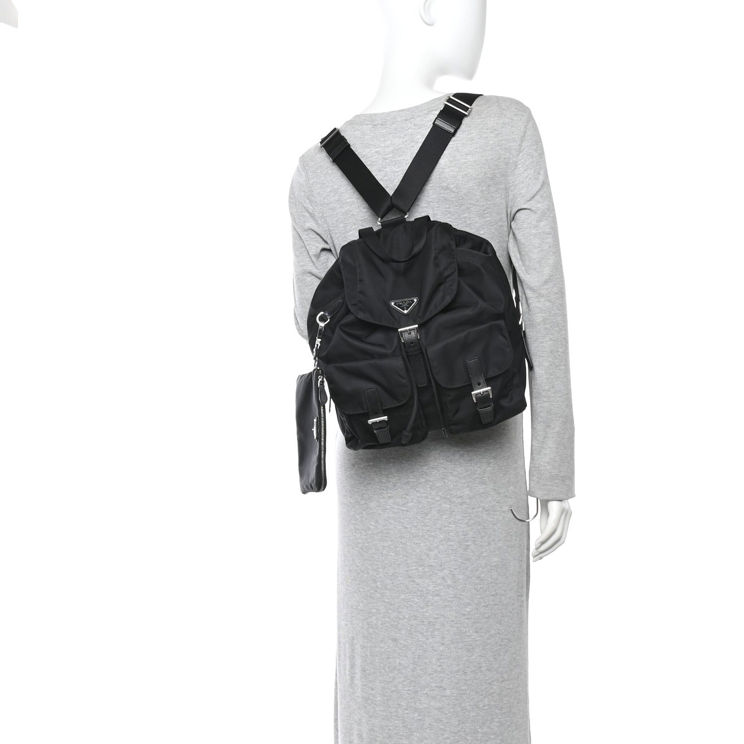 Prada Tessuto Nylon Saffiano Medium Backpack Black 2 of 10