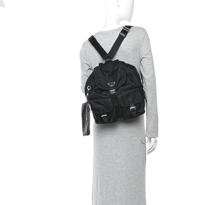 Prada Tessuto Nylon Saffiano Medium Backpack Black 2 of 10