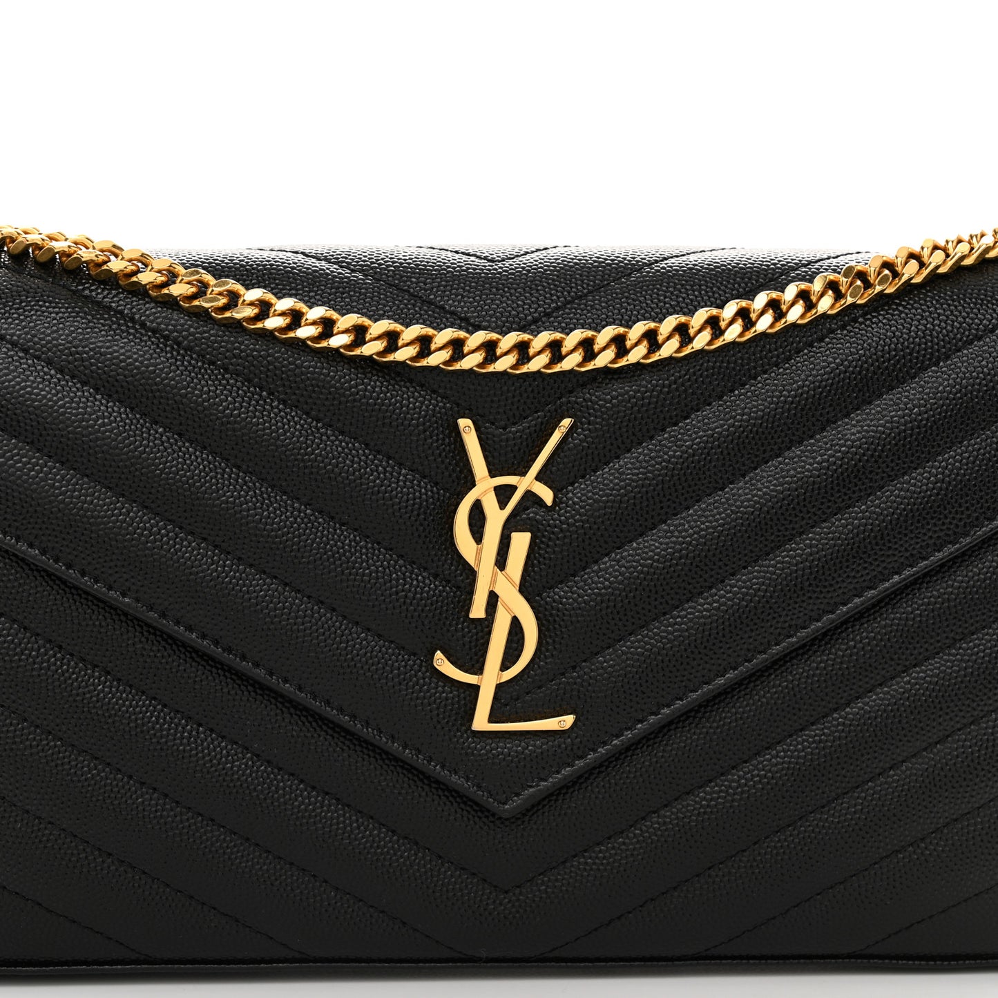 Grain De Poudre Matelasse Chevron Monogram Chain Wallet Black