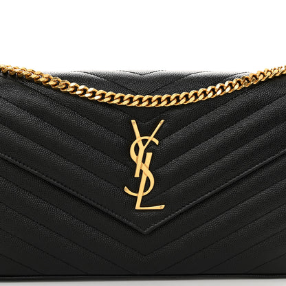 Saint Laurent Grain De Poudre Matelasse Chevron Monogram Chain Wallet Black 7 of 11