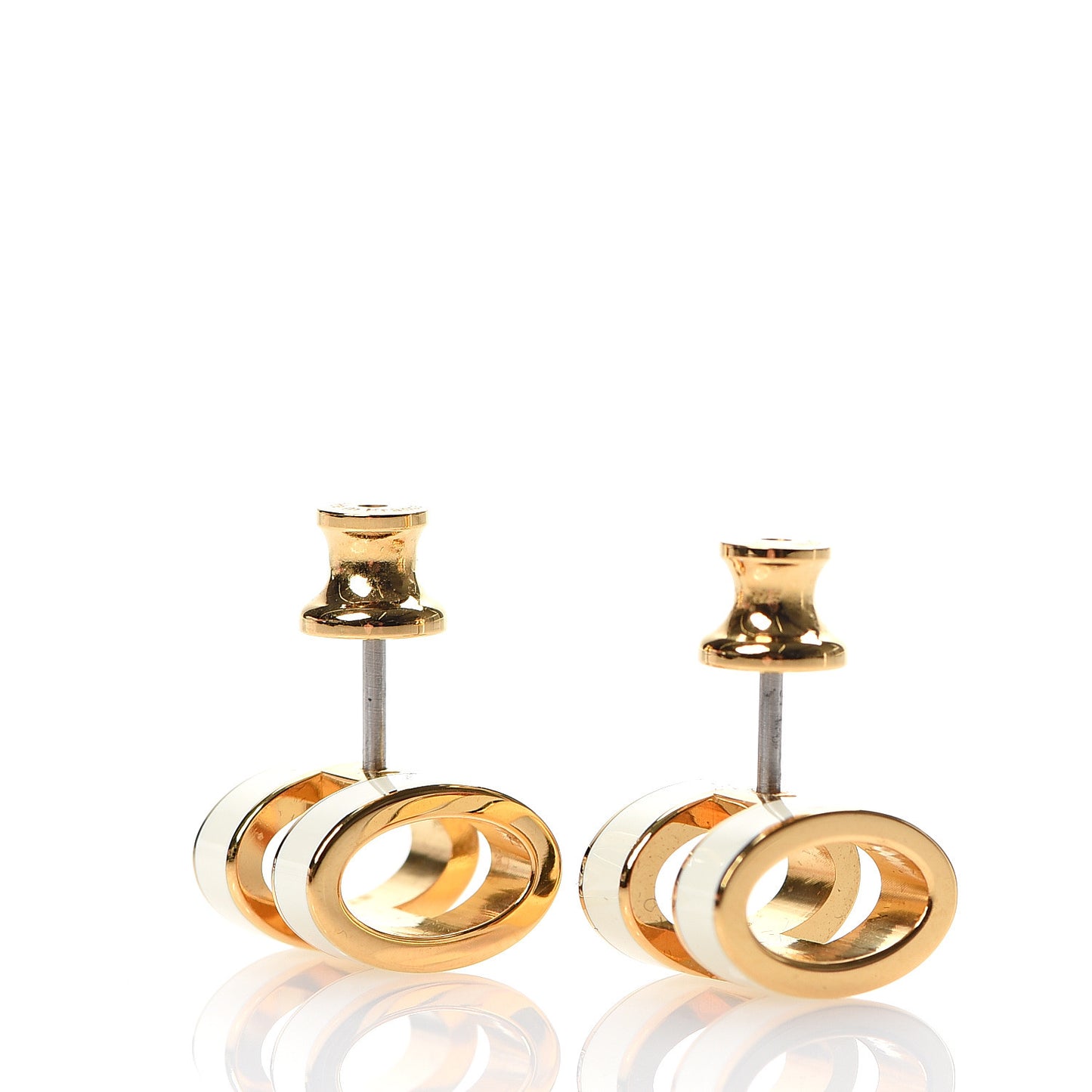 Gold Lacquered Pop H Earrings Ecru