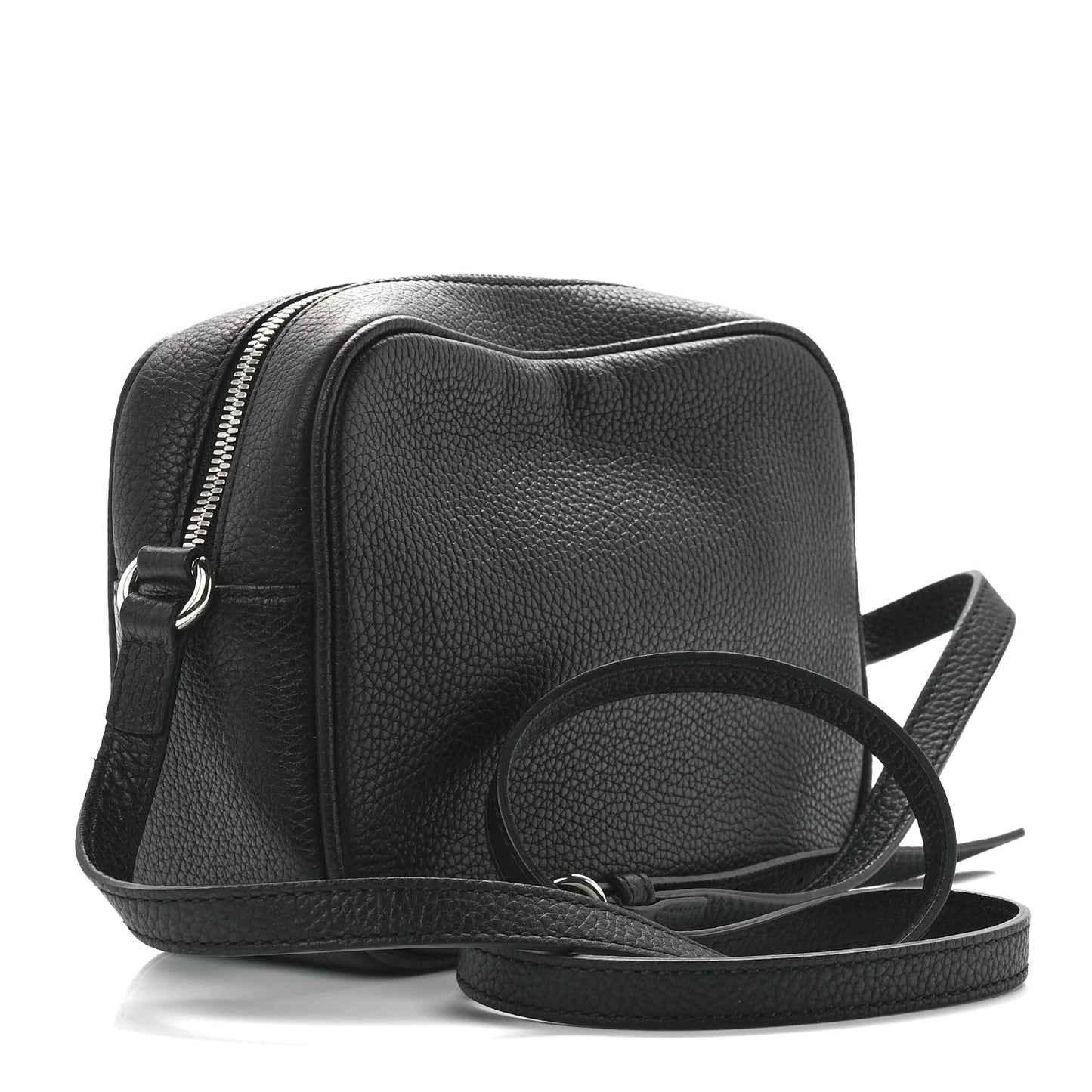Pebbled Calfskin Small Soho Disco Bag Black
