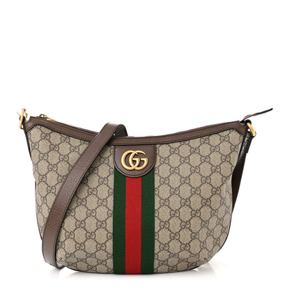 Gucci GG Supreme Monogram Web Small Ophidia Half Moon Hobo Brown 1 of 11