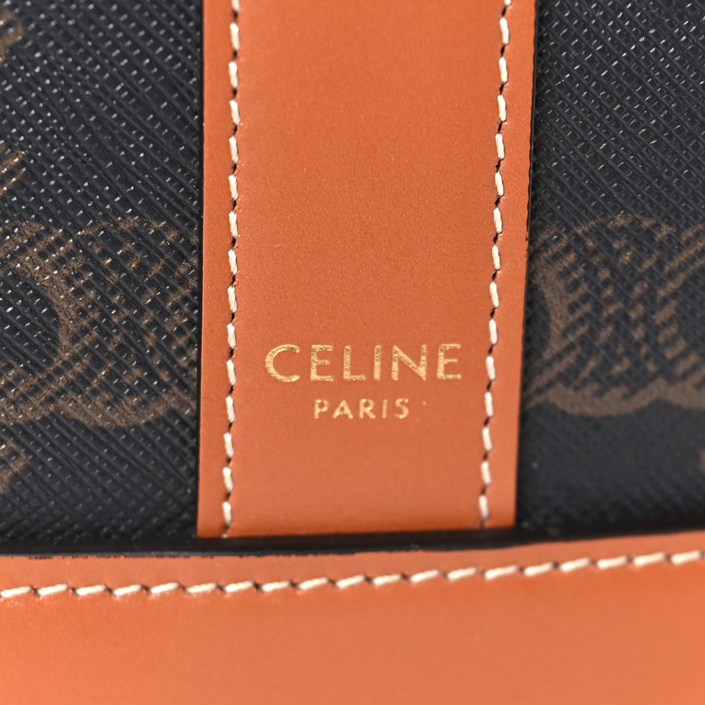 Triomphe Canvas Calfskin Small Bucket Bag Tan