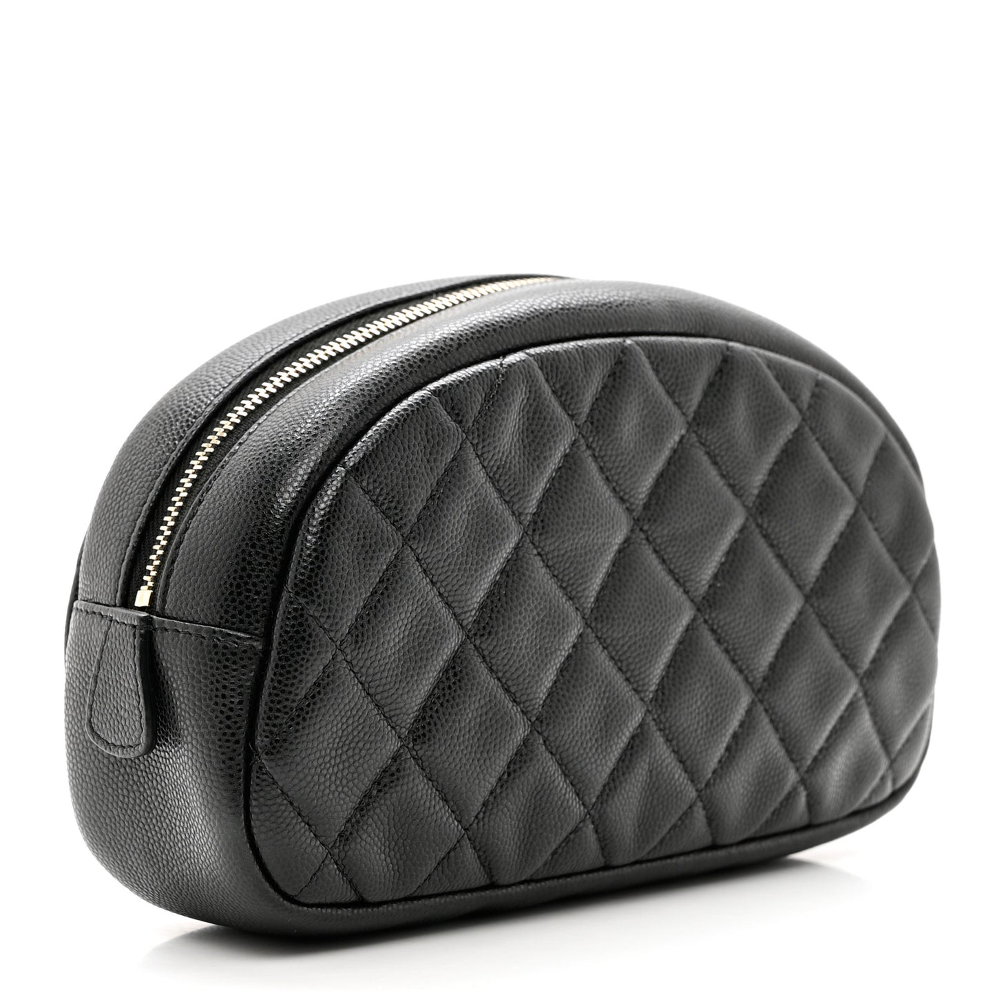 Caviar Quilted Double Zip Pouch Black