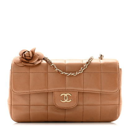 Chanel Lambskin Quilted Mini Chocolate Bar Camellia Flap Brown 1 of 10