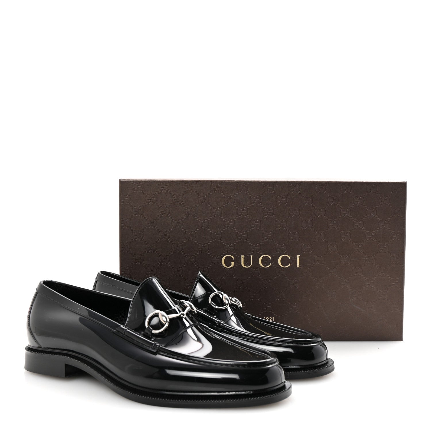 Gucci Rubber Mens Horsebit Moccasin Loafers 10 Black 9 of 9