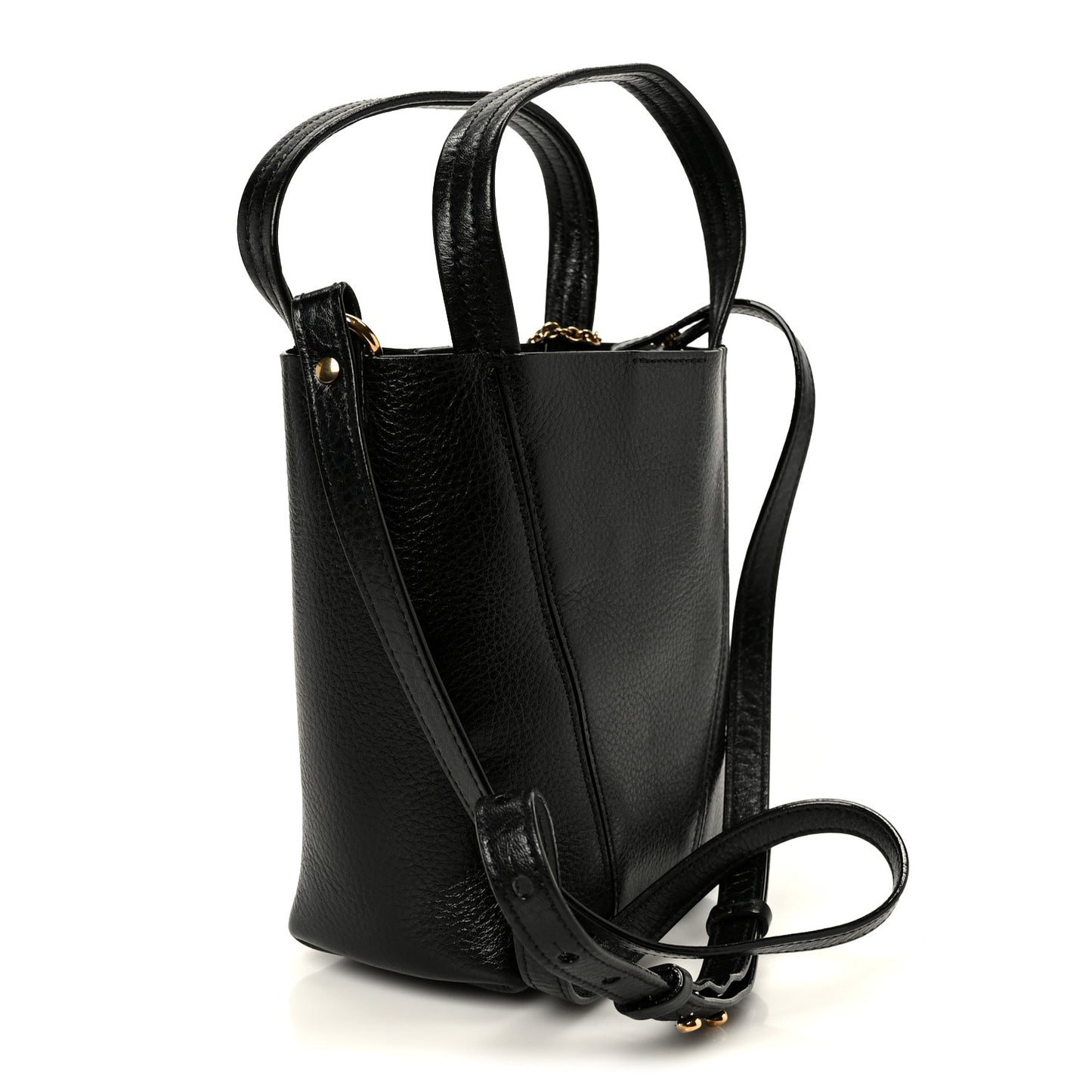 Grained Calfskin Small Spin Tote Black