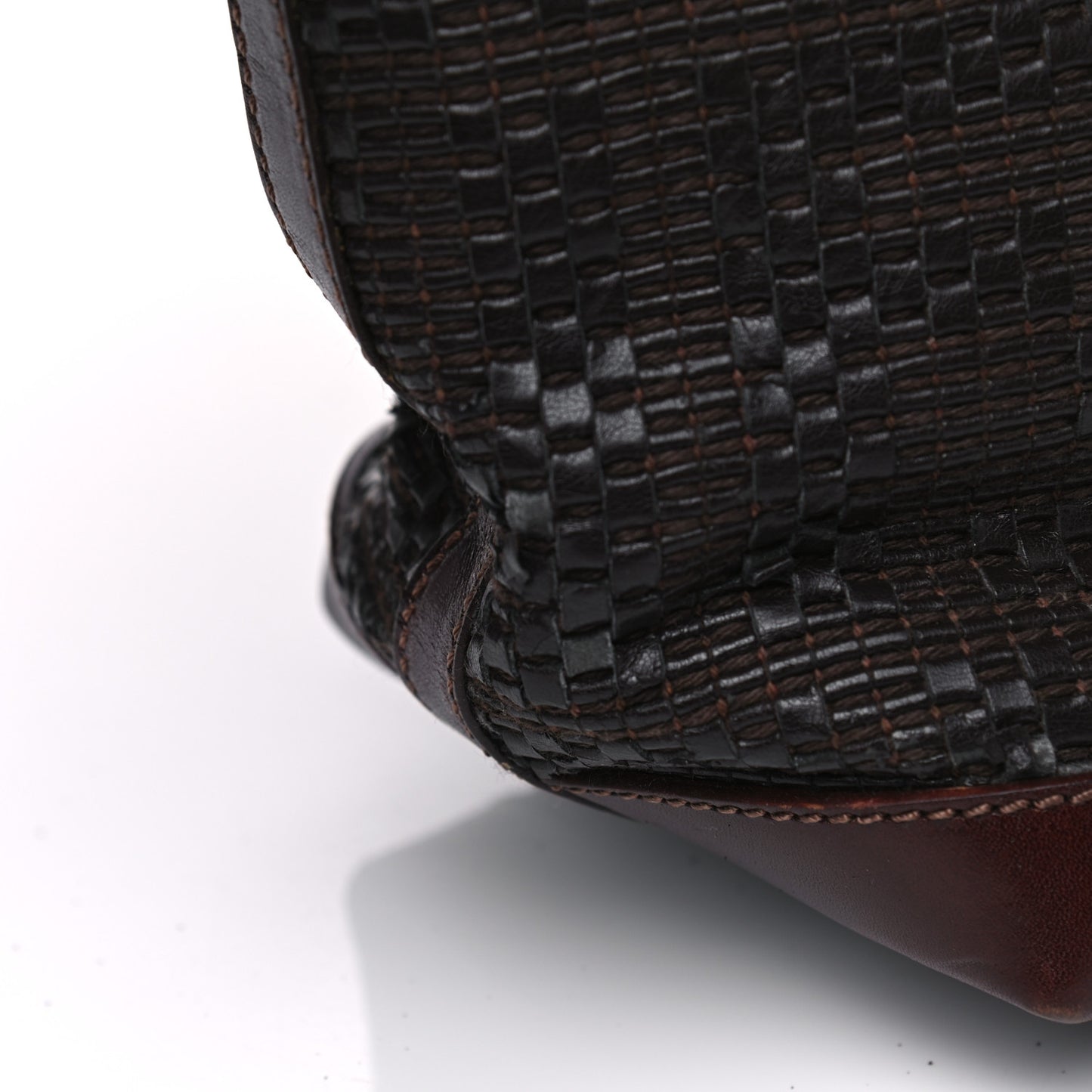 Calfskin FF Woven Medium Roll Tote Moro
