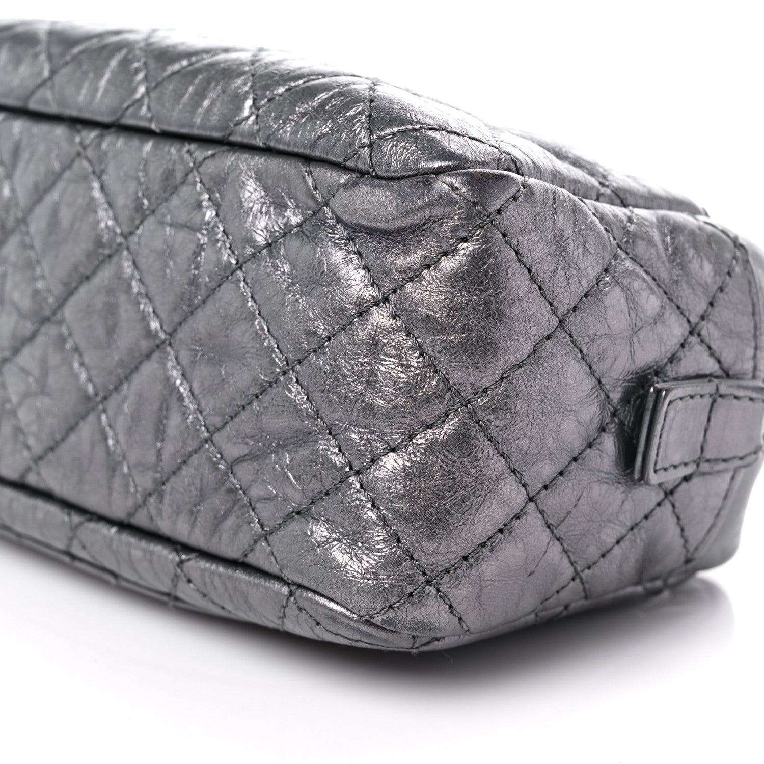 Chanel Metallic Aged Calfskin Quilted Small Reissue Camera Case Dark Silver 9 of 11