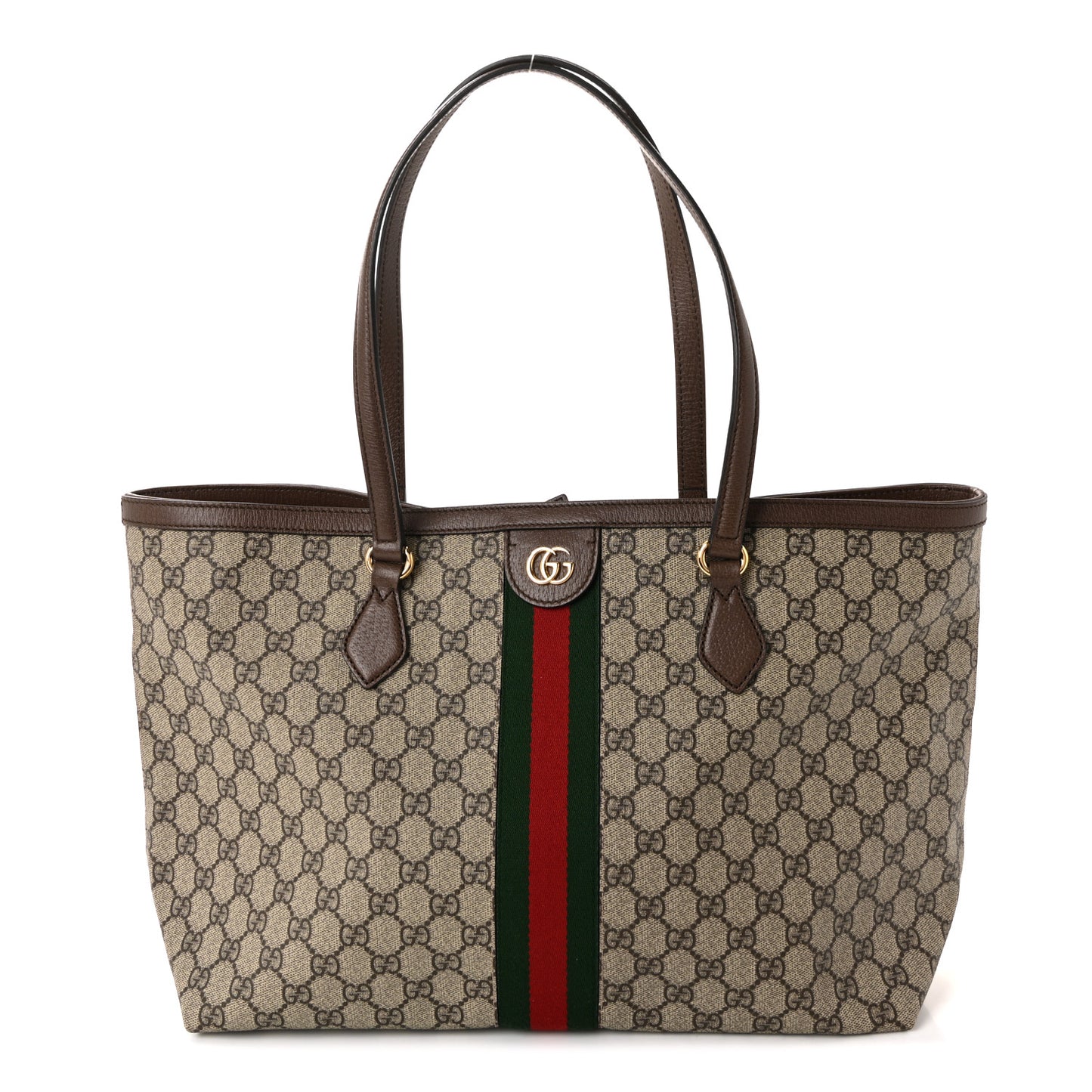 GG Supreme Monogram Medium Ophidia Shopping Tote Brown