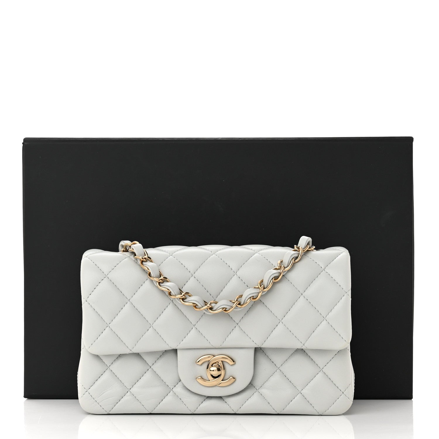 Chanel Lambskin Quilted Mini Rectangular Flap Light Blue 11 of 11