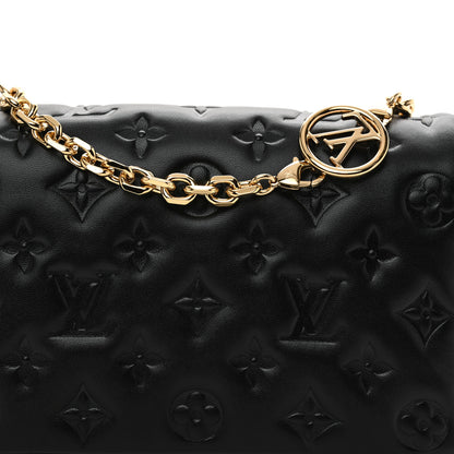 Louis Vuitton Lambskin Embossed Monogram Pochette Coussin Black 7 of 9