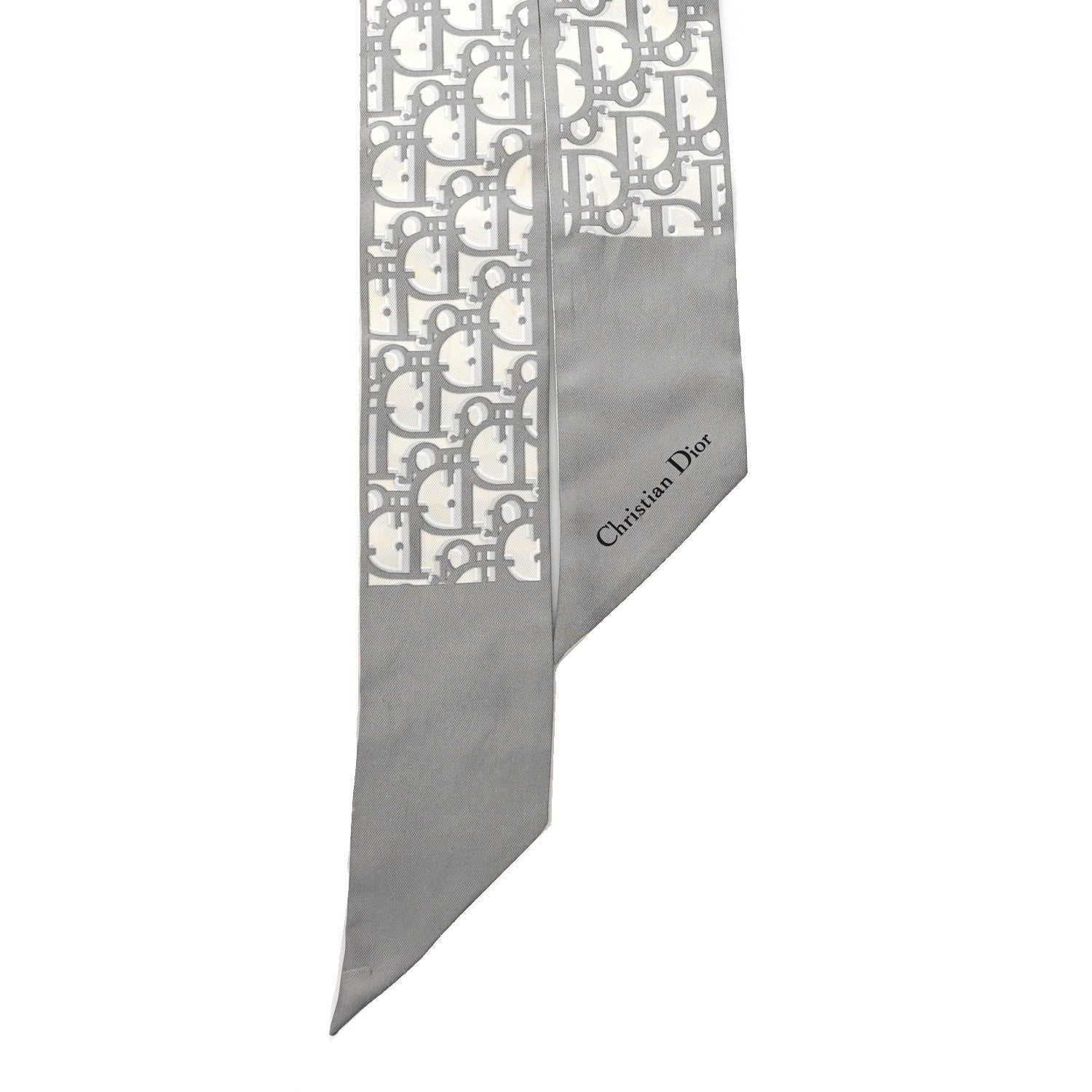 Christian Dior Silk Oblique Mitzah Scarf Grey 2 of 4