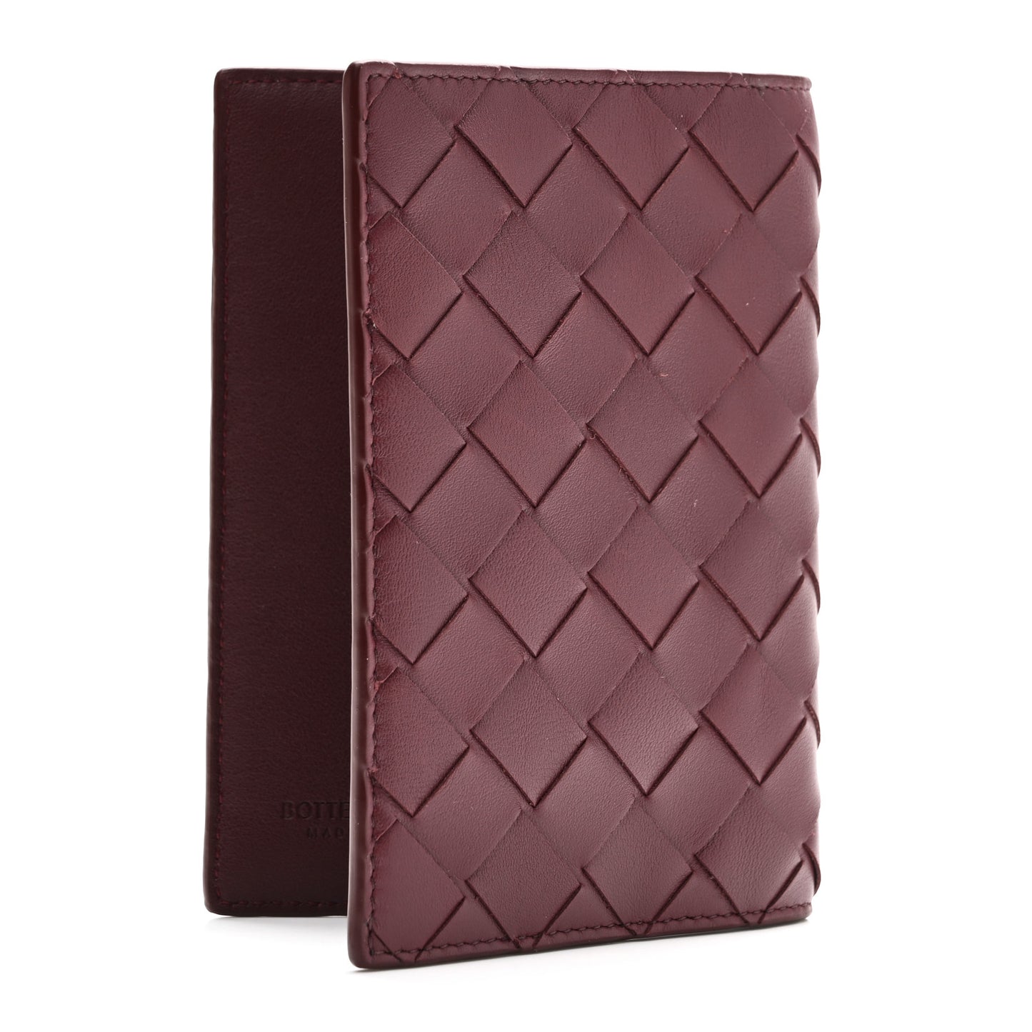 Nappa Intrecciato Passport Case Bordeaux