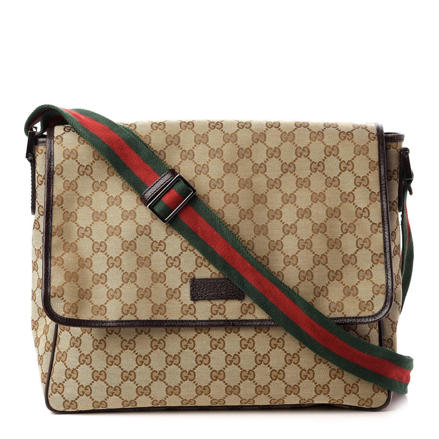 Monogram Web Medium Flap Messenger Beige Dark Brown