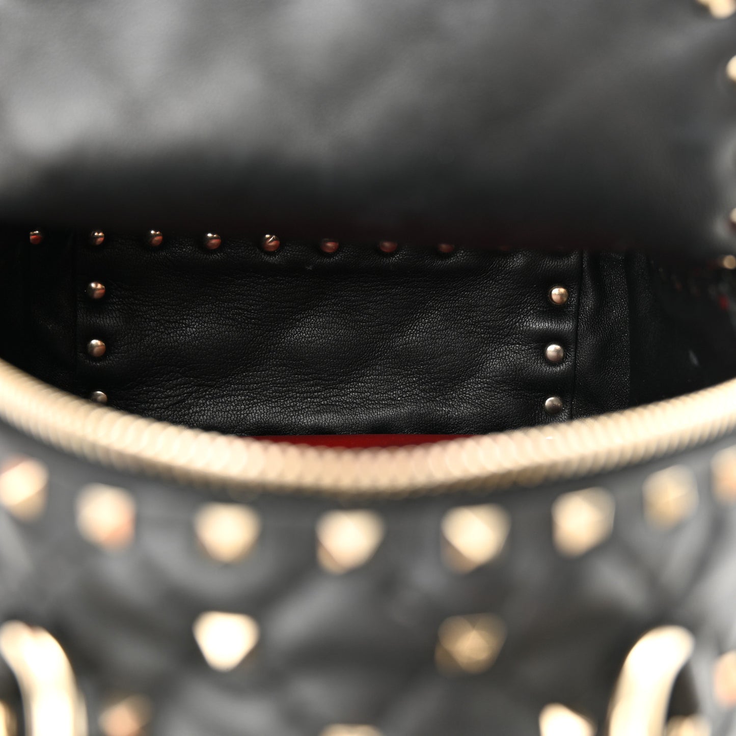 Lambskin VLTN Print Quilted Mini Rockstud Spike Backpack Black
