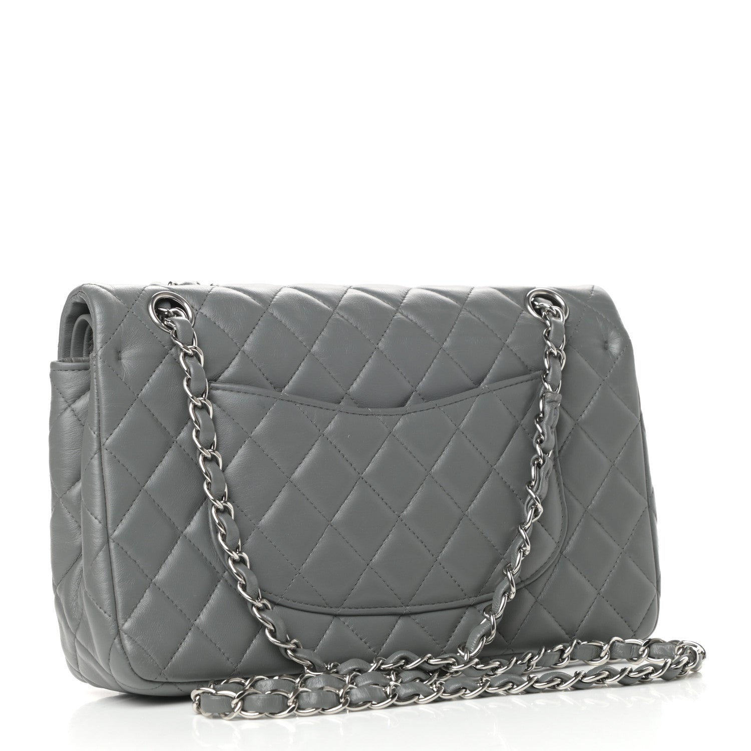 Chanel Lambskin Quilted Medium Double Flap Dark Grey 3 of 10