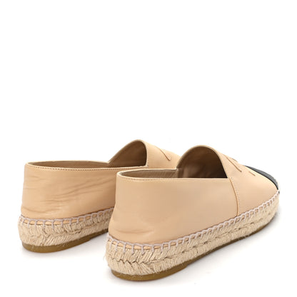 Chanel Lambskin CC Espadrilles 37 Beige Black 5 of 10