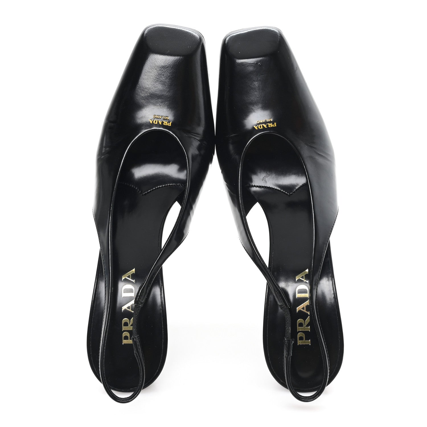 Prada Patent Calfskin Square Toe 85mm Slingback Pumps 38 Black 2 of 9