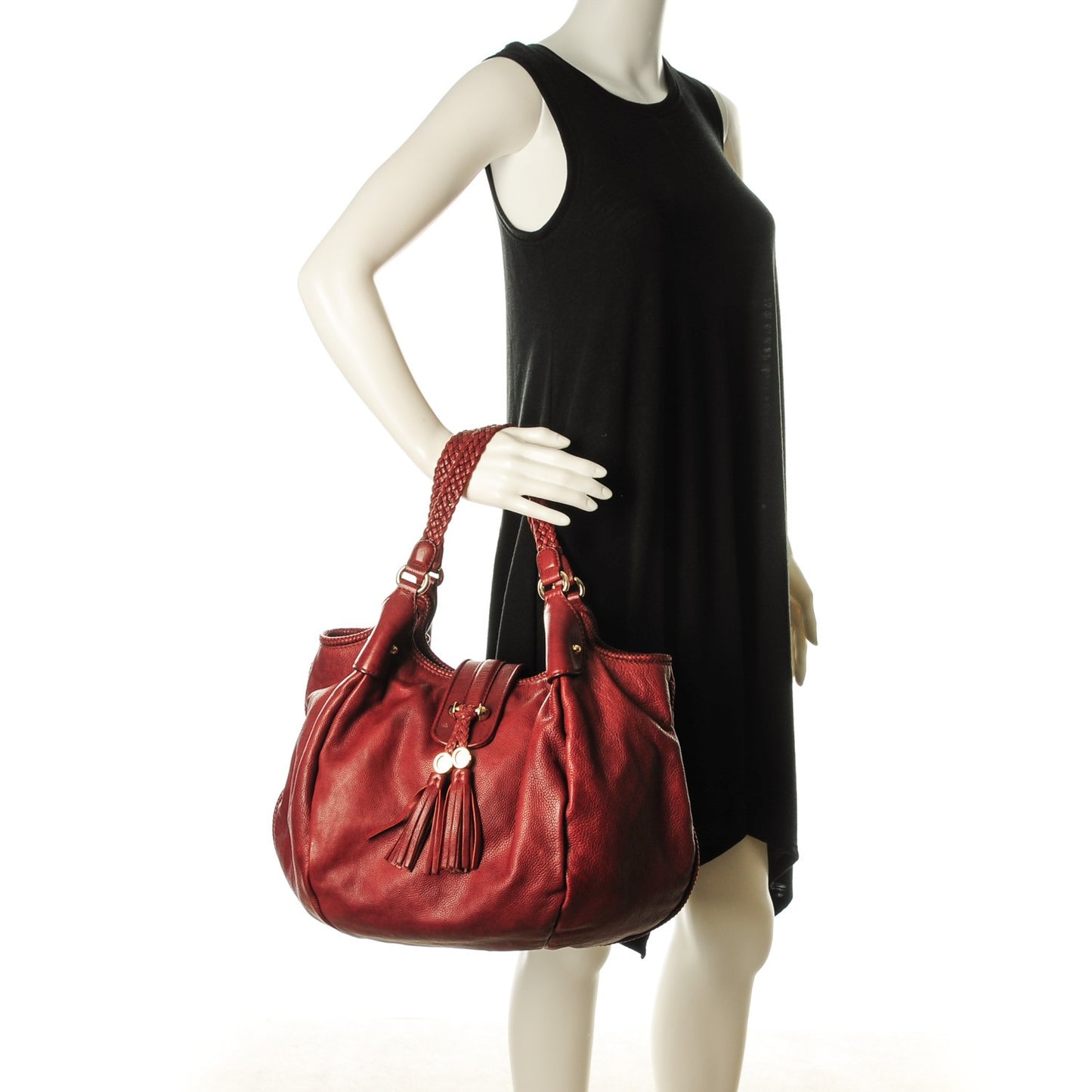 Pebbled Calfskin Medium Marrakech Shoulder Bag Red