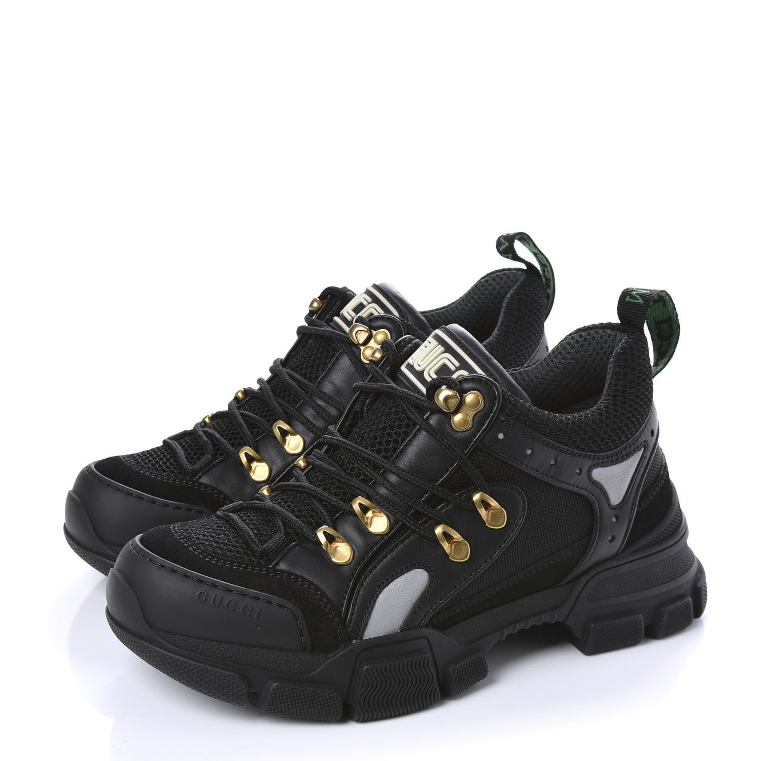 Gucci X SEGA Mesh Suede Calfskin Womens Flashtrek Sneakers 37 Black Silver 3 of 9