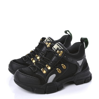 Gucci X SEGA Mesh Suede Calfskin Womens Flashtrek Sneakers 37 Black Silver 3 of 9