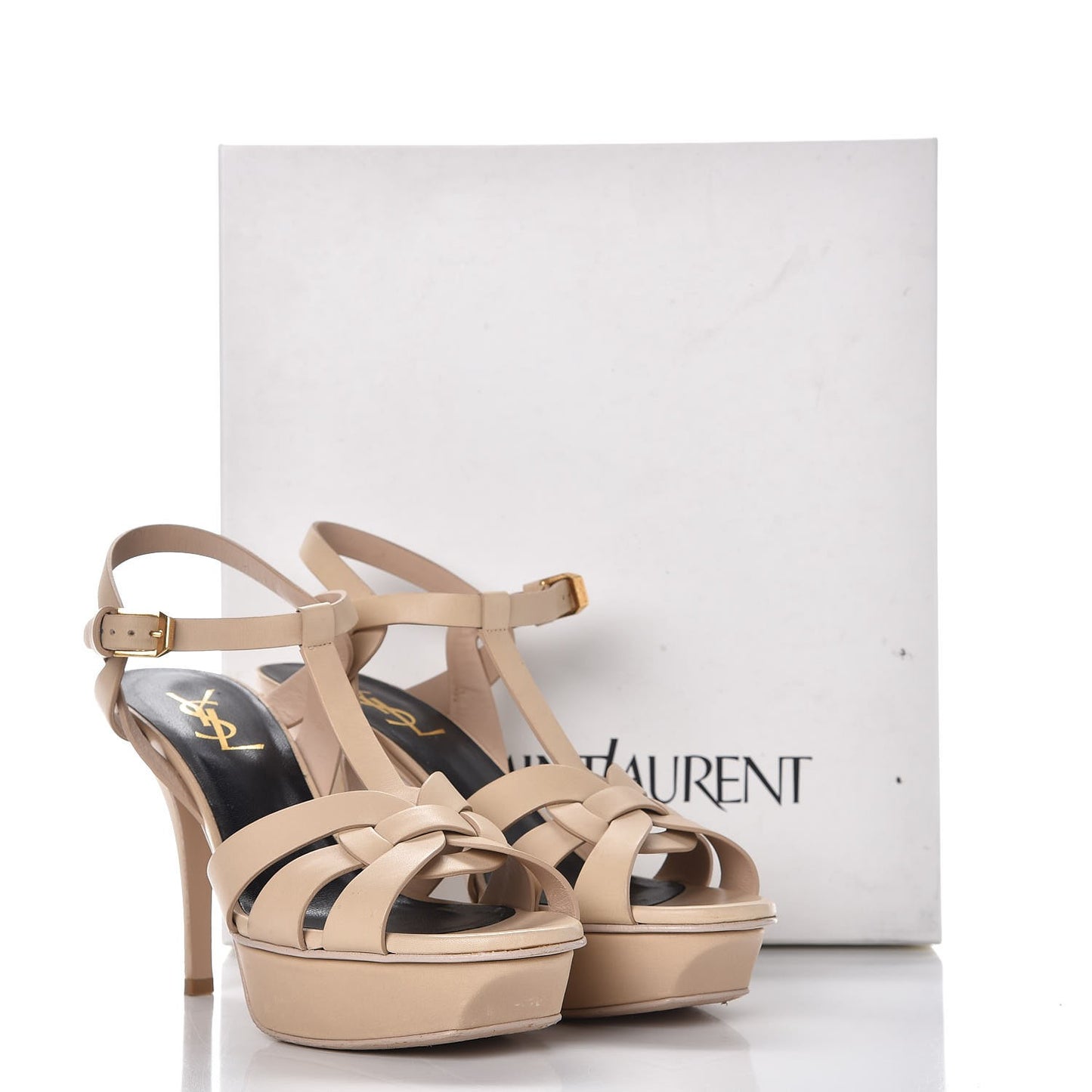 Calfskin Tribute 75 Platform Sandals 37 Nude Powder