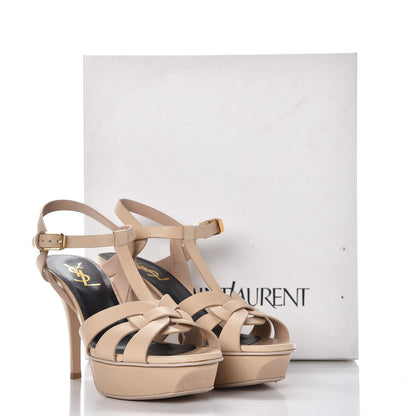 Saint Laurent Calfskin Tribute 75 Platform Sandals 37 Nude Powder 11 of 11
