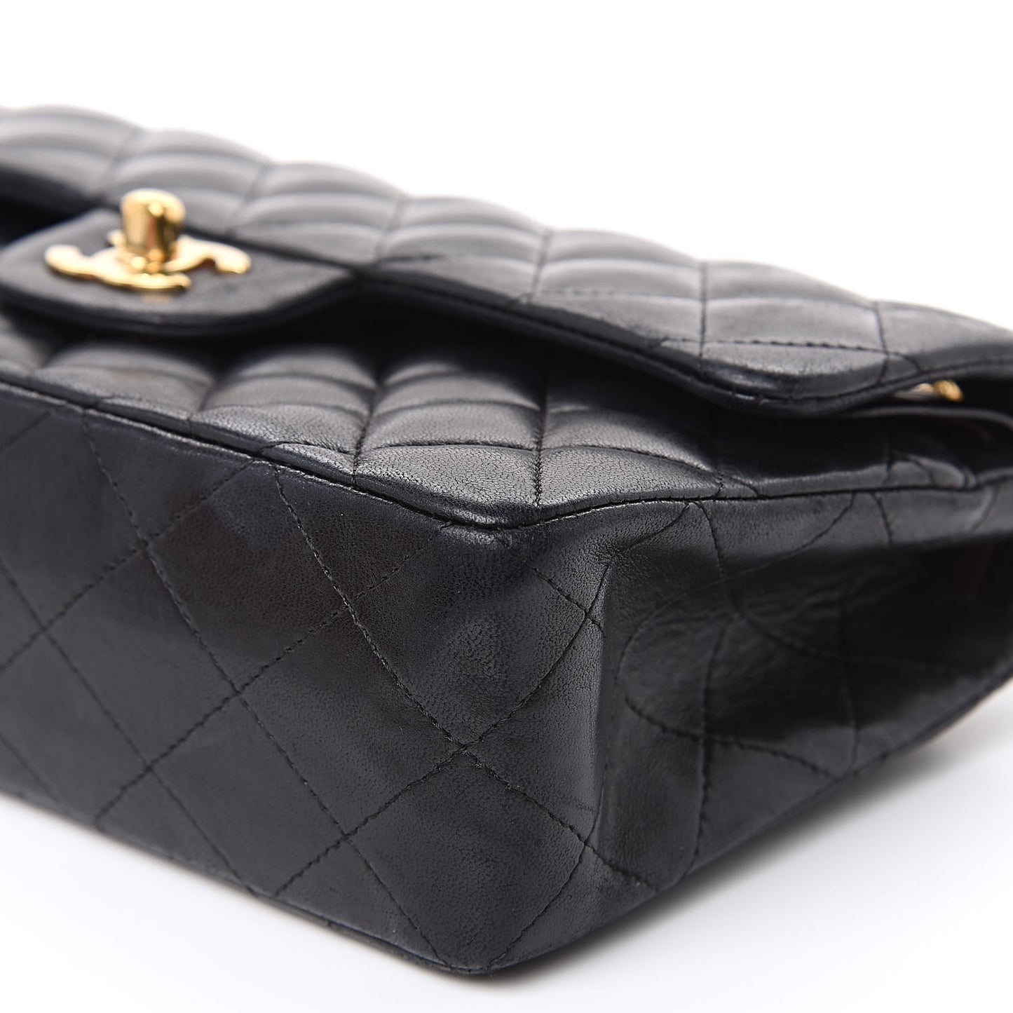 Lambskin Quilted Small Double Flap Black
