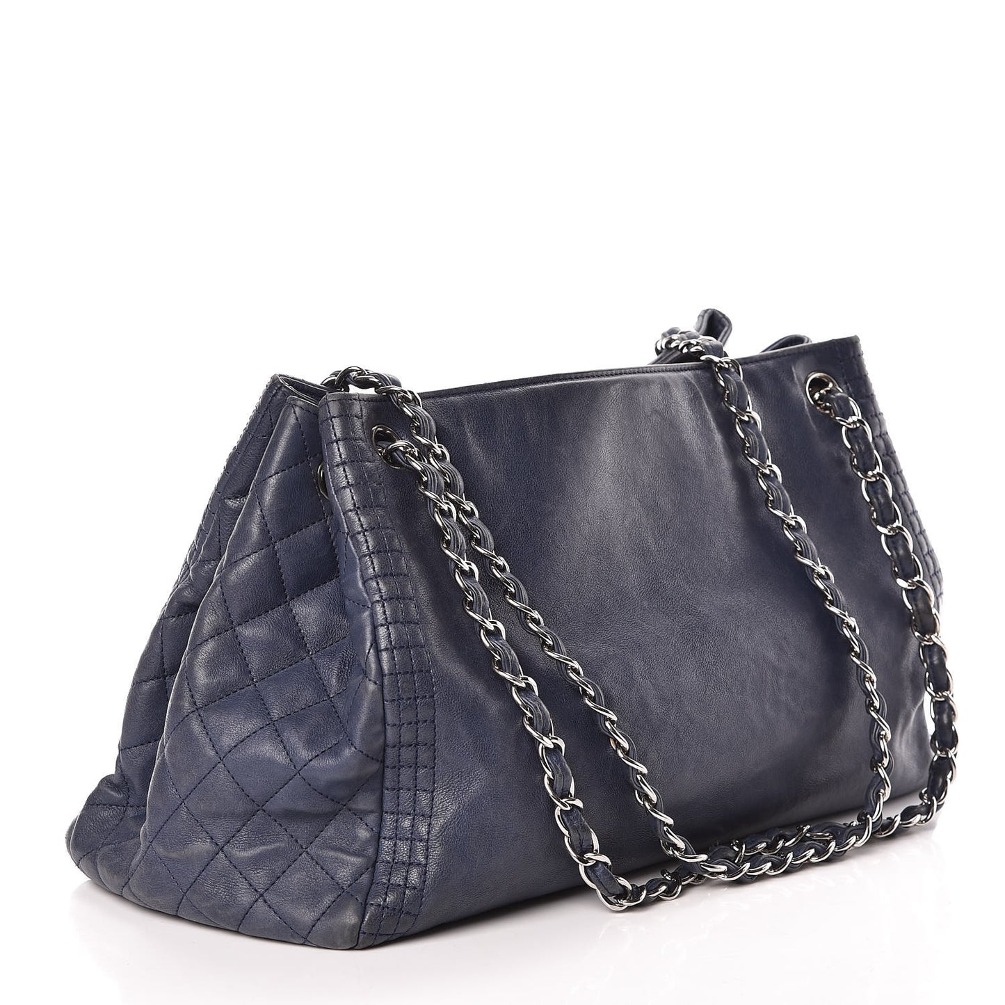Calfskin Coco Bengal Open Accordion Tote Blue
