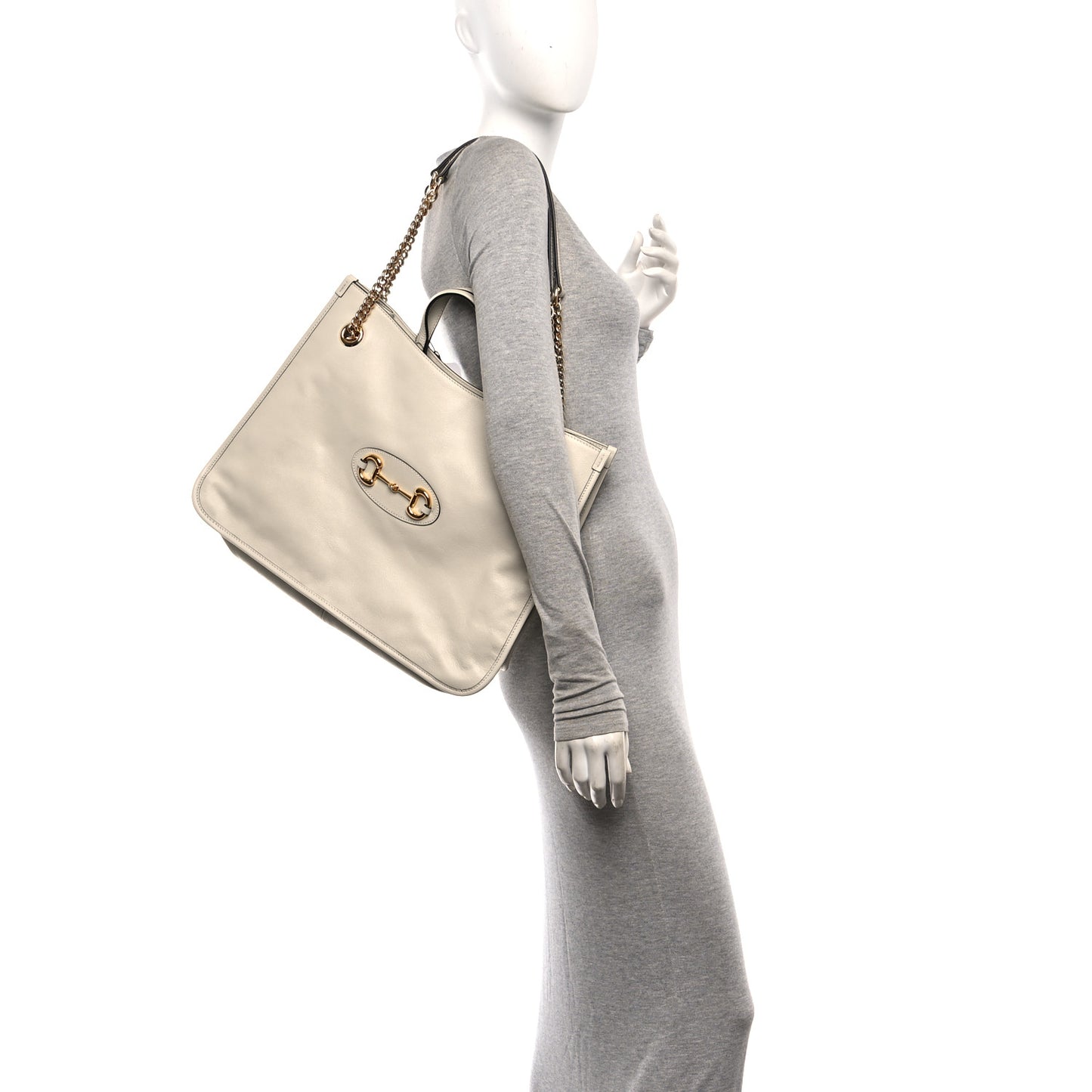 New Sakai Calfskin Lux Large Horsebit 1955 Tote Bag Mystic White